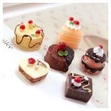 6pcs Dollhouse Mini Cakes Dessert Cupcake Mini...