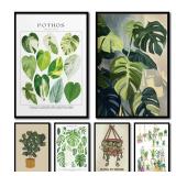 1pc Green Botanical Leaves Interior Art Print...