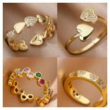 Zircon Geometric Heart Rings For Women...
