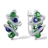 Huitan Green/Blue Cubic Zirconia Hoop Earrings...