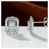 Huitan Silver Color Rectangular Shaped Stud...