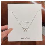 Light And Luxurious Opal Bow Necklace Women's...