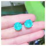 925 Sterling Silver 10mm Round Paraiba...