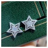 Huitan Brilliant Crystal Star Earrings Women...