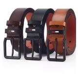 Men's PU Leather Alloy Pin Square Buckle Belt...