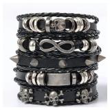 5pcs Metal Diy Braided Punk Style Bracelet Set,...