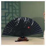 1pc-Multi-colored hand folding fan, bamboo...