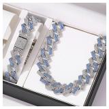 2pcs Jewelry Set Hip Hop Geometric Cuban Chain...