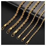 2-6MM Gold Color Twisted Rope Chain Necklace...