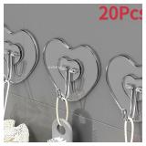 Heart Shape Transparent Hooks Non Punching...