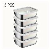 5pcs Stainless Steel Food Storage Stackable...