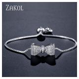 ZAKOL Fashion Bow Zirconia Crystal  Adjustable...