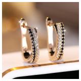Luxury Female Black White Zircon Stone Clip...