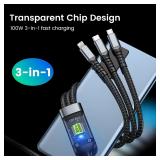 3 In 1 100w Transparent Fast Charging Cable...