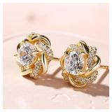 Huitan Dainty Gold Color Cubic Zirconia Stud...