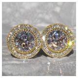 Huitan Dainty Small Round CZ Stud Earrings for...