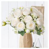 Artificial Flowers Fake Silk White Peonies Used...