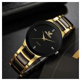hot sale black dial steel quartz men business...