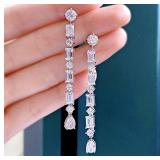 Luxury Geometric Water Drop Zircon Long Drop...