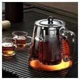 Heat Resistant Glass Teapot with Stainless...