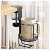 2 in 1 No Drill Desk Cup Holder Adjustable...
