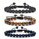 3 Style 8mm Natural Tiger Eyes Lava Rock...