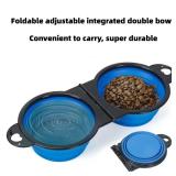 1-piece 2-in-1 Foldable Dual Bowl Feeding Bowl...
