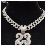 Men Women Hip Hop Number 23 Pendant Necklace...
