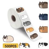 500PCS Kawaii Cartoon Cat Tuo Tuo Roll Stickers...
