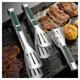 1pc Non Slip Stainless Steel Food Tongs Meat...