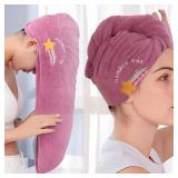 1Pc Embroidery Style Hair Drying Cap, Coral...
