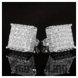 Fashion Silver-Color Square Classic Zircon Ear...