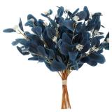 2Pcs Blue Silk Artificial Eucalyptus Stems...