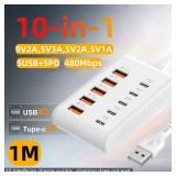 10 Ports USB Charger 5USB+5PD Power Strip Multi...