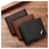 Men's leather short wallet thin wallet foldable...