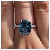Huitan Big Oval Blue CZ Rings Women Temperament...