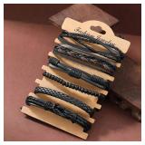 6pcs Men's PU Leather Punk Street Style Black...