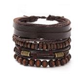 4PCS Fashion Vintage Multi-Layer Wooden Beads...