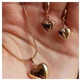 Glossy Gold Plated Metal Love Heart Dangle...