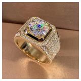 Solitaire 14K Gold Male 2ct Lab Diamond...