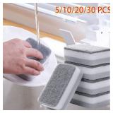 5/30PCS Home Double-sided Sponge Wipe Gray...