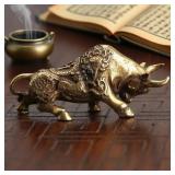 Brass Bullfighting Statue, Lucky Copper Animal...
