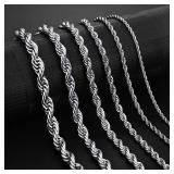 2-6MM Stainless Steel Necklace For Women Men...