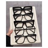 5Pcs Mixed Frame Black Glasses Set, Classic...