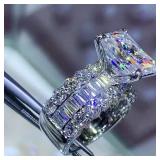 Huitan Gorgeous Princess Square Zirconia Ring...