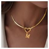 Dainty Classic Initial Hollow Heart Pendants...