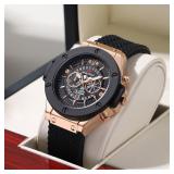 Black Silicone Mens Hand 46mm Hollowed Out...