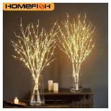 HOMEFISH 1 PC White Birch Branch LED Festive...