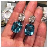 Huitan Blue/White Cubic Zirconia Dangle...