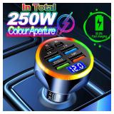 66-250W PD Car Charger QC3.0 Fast Charge One to...